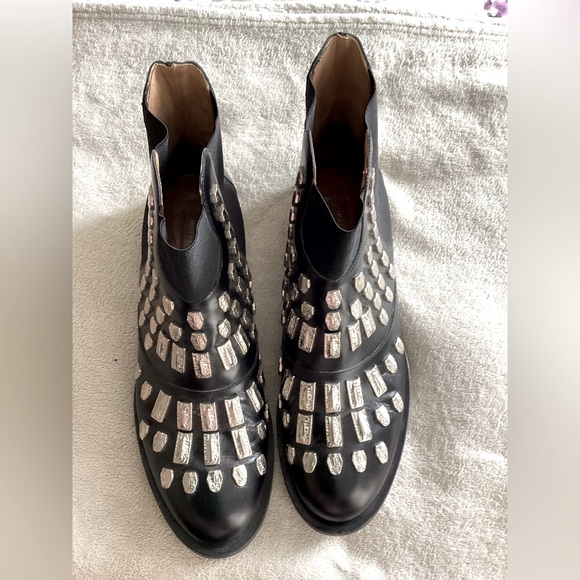 Samuel Failli Black and Silver Studded Ankle Booties - Picture 1 of 13